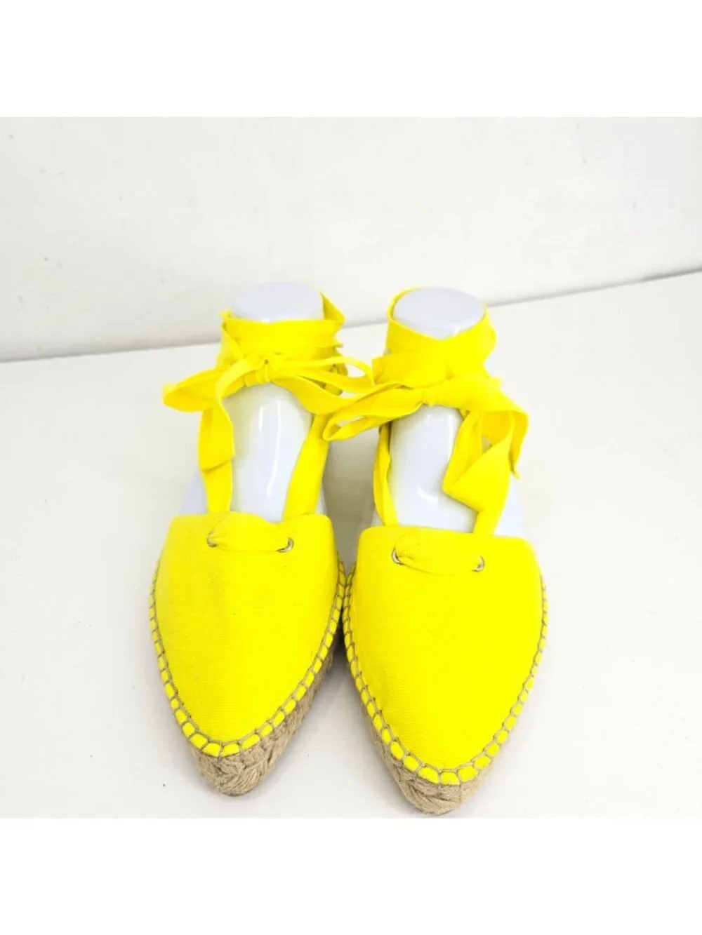 J Crew Yellow Almond Toe Platform Gladiator Espadrille Lace Up Sandals Size 8